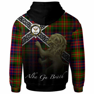 Scottish Carnegie Clan Crest Tartan Hoodie - Scotland Lion Back Side Tartan Plaid