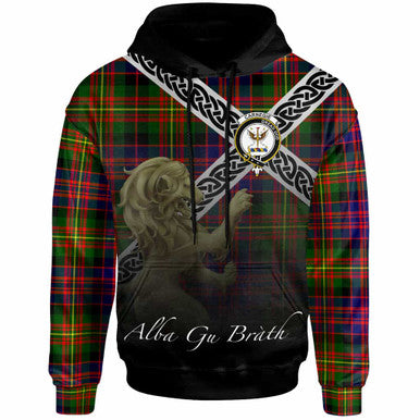 Scottish Carnegie Clan Crest Tartan Hoodie - Scotland Lion Front Side Tartan Plaid