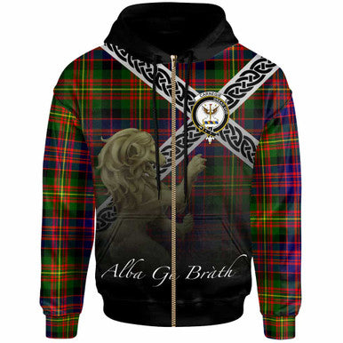Scottish Carnegie Clan Crest Tartan Hoodie - Scotland Lion Zip-up Tartan Plaid