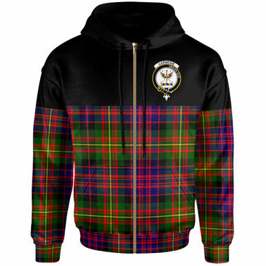 Scottish Carnegie Clan Crest Tartan Hoodie - Horizontal Style Zip-up Tartan Plaid