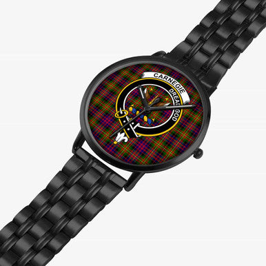 Scottish Carnegie Clan Crest Tartan Instafamous Steel Quartz Watches Tartan Plaid Black 2