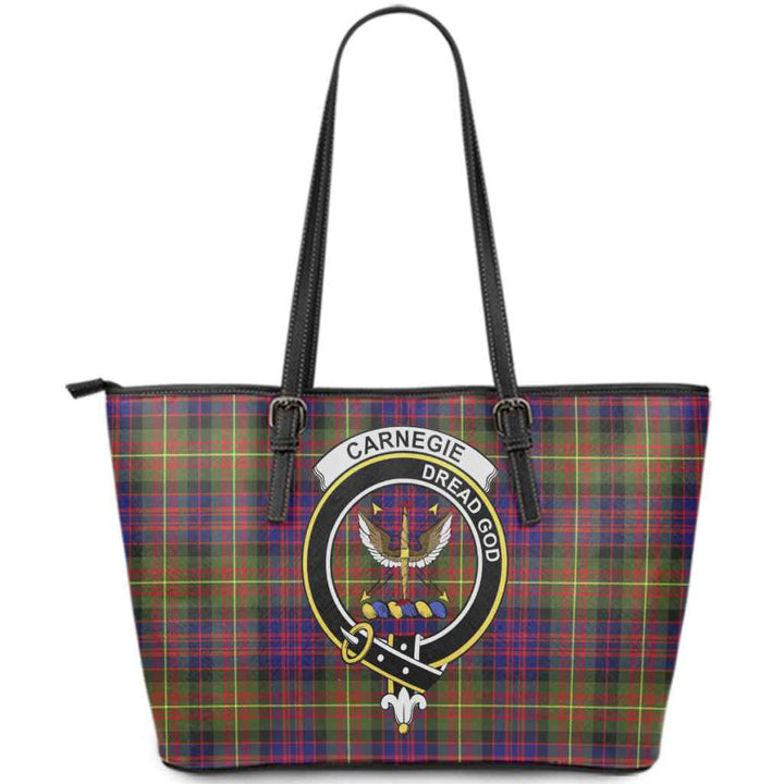 Scottish Carnegie Clan Crest Tartan Leather Tote Tartan Plaid