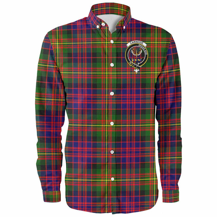 Scottish Carnegie Clan Crest Tartan Long Sleeve Shirt Front Side Tartan Plaid