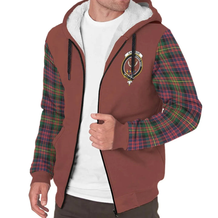 Scottish Carnegie Clan Crest Tartan Plaid Sleeve Sherpa Hoodie