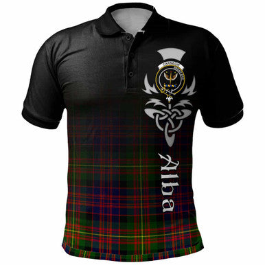 Scottish Carnegie Clan Crest Tartan Polo Shirt - Alba Gu Brath Family Crest Celtic Inspired Front Side Tartan Plaid