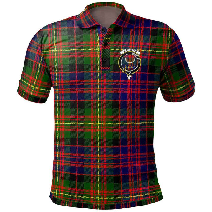 Scottish Carnegie Clan Crest Tartan Polo Shirt Front Side Tartan Plaid