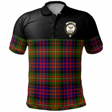 Scottish Carnegie Clan Crest Tartan Polo Shirt - Horizontal Style Front Side Tartan Plaid