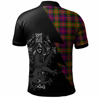 Scottish Carnegie Clan Crest Tartan Polo Shirt - Lion Rampant Celtic Cross Flash Style Back Side Tartan Plaid