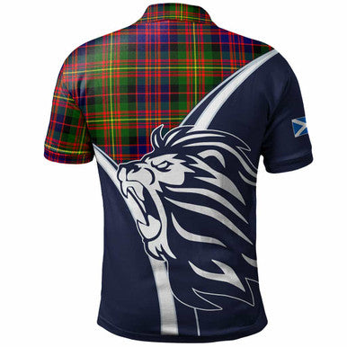 Scottish Carnegie Clan Crest Tartan Polo Shirt - Scottish Flag With Lion Back Side Tartan Plaid