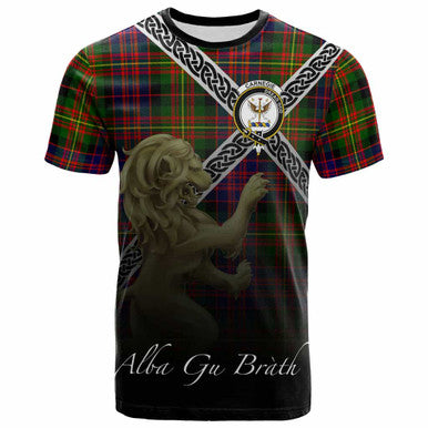 Scottish Carnegie Clan Crest Tartan T-Shirt - Celtic With Scotland Lion Front Side Tartan Plaid