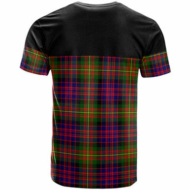 Scottish Carnegie Clan Crest Tartan T-Shirt - Horizontal Style Back Side Tartan Plaid