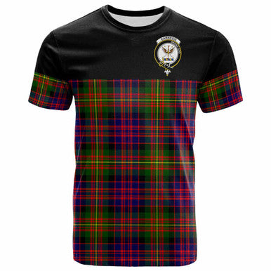 Scottish Carnegie Clan Crest Tartan T-Shirt - Horizontal Style Front Side Tartan Plaid