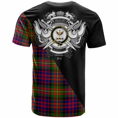 Scottish Carnegie Clan Crest Tartan T-Shirt - Military Logo Back Side Tartan Plaid