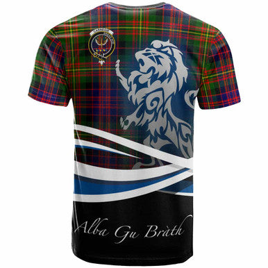 Scottish Carnegie Clan Crest Tartan T-Shirt - Scotland Lion Back Side Tartan Plaid