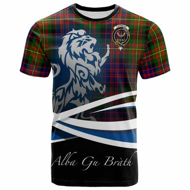 Scottish Carnegie Clan Crest Tartan T-Shirt - Scotland Lion Front Side Tartan Plaid