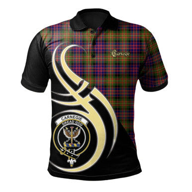 Scottish Carnegie Modern Clan Crest Tartan Polo Shirt Believe in Me Front Side Tartan Plaid