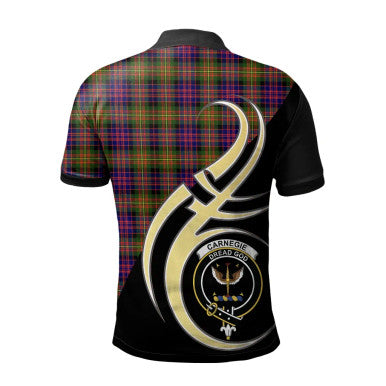 Scottish Carnegie Modern Clan Crest Tartan Polo Shirt Believe in Me Back Side Tartan Plaid