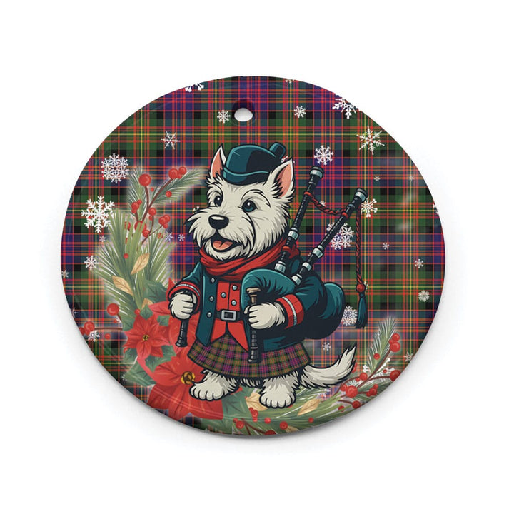 Scottish Carnegie Modern Clan Tartan Ceramic Ornament Cute Scottish Terrier Dog Circle Style Tartan Plaid