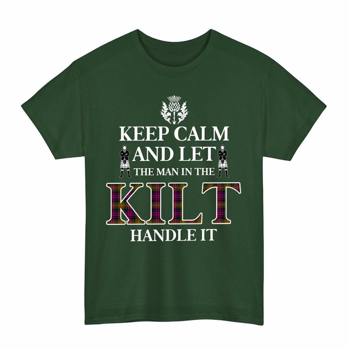 Scottish Carnegie Modern Clan Tartan T-Shirt - Keep Calm Tartan Plaid Forest Green Color