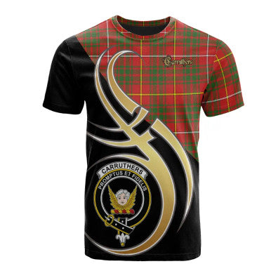 Scottish Carruthers Modern Clan Crest Tartan T-Shirt Believe in Me Front Side Tartan Plaid