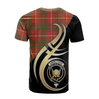 Scottish Carruthers Modern Clan Crest Tartan T-Shirt Believe in Me Back Side Tartan Plaid