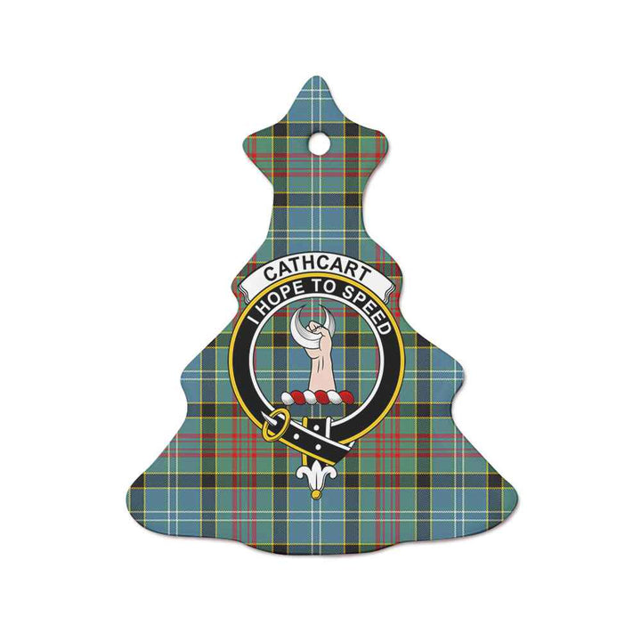 Scottish Cathcart Clan Crest Tartan Ceramic Ornament Tree Shape Tartan Plaid