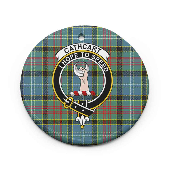 Scottish Cathcart Clan Crest Tartan Ceramic Ornament Circle Shape Tartan Plaid