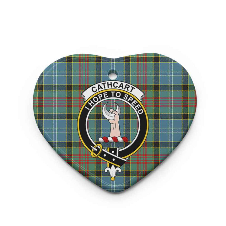 Scottish Cathcart Clan Crest Tartan Ceramic Ornament Heart Shape Tartan Plaid
