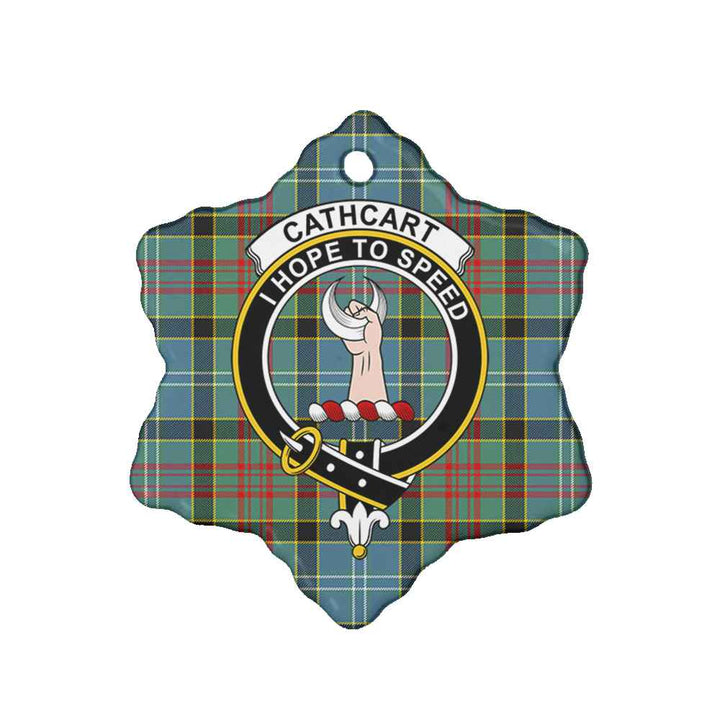 Scottish Cathcart Clan Crest Tartan Ceramic Ornament Snow Flake Shape Tartan Plaid