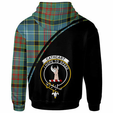 Scottish Cathcart Clan Crest Tartan Curve Hoodie Back Side Tartan Plaid