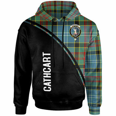Scottish Cathcart Clan Crest Tartan Curve Hoodie Front Side Tartan Plaid