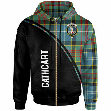 Scottish Cathcart Clan Crest Tartan Curve Hoodie Zip-up Tartan Plaid