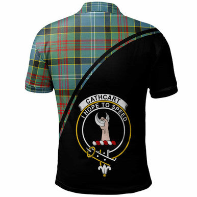 Scottish Cathcart Clan Crest Tartan Curve Polo Shirt Back Side Tartan Plaid