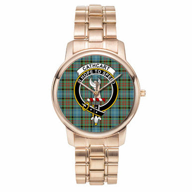 Scottish Cathcart Clan Crest Tartan Folding Clasp Steel Quartz Watches Tartan Plaid Rose Gold 1