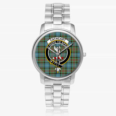 Scottish Cathcart Clan Crest Tartan Folding Clasp Steel Quartz Watches Tartan Plaid Silver 1