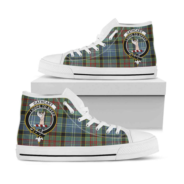 Scottish Cathcart Clan Crest Tartan High Top Shoes White Sole Tartan Plaid