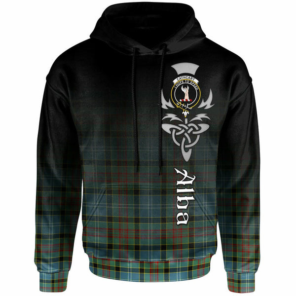 Scottish Cathcart Clan Crest Tartan Hoodie - Alba Gu Brath Family Crest Celtic Inspired Front Side Tartan Plaid