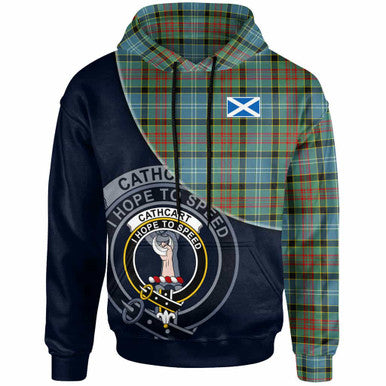 Scottish Cathcart Clan Crest Tartan Hoodie - Bend Style Front Side Tartan Plaid