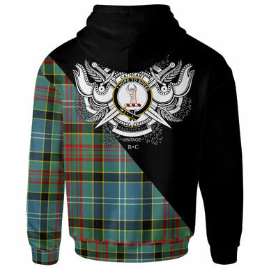 Scottish Cathcart Clan Crest Tartan Hoodie - Military Logo Back Side Tartan Plaid