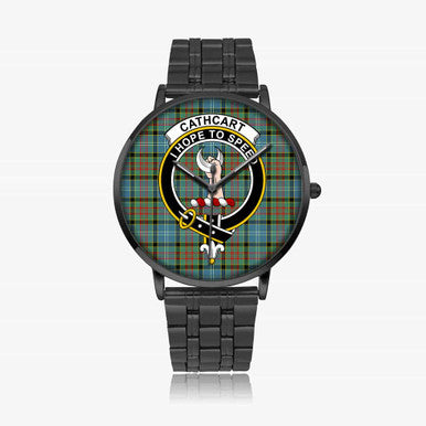 Scottish Cathcart Clan Crest Tartan Instafamous Steel Quartz Watches Tartan Plaid Black 1