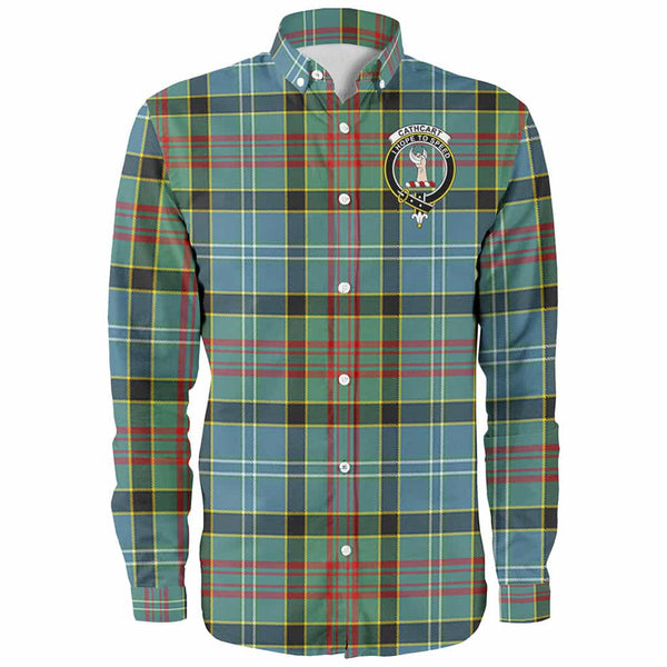 Scottish Cathcart Clan Crest Tartan Long Sleeve Shirt Front Side Tartan Plaid