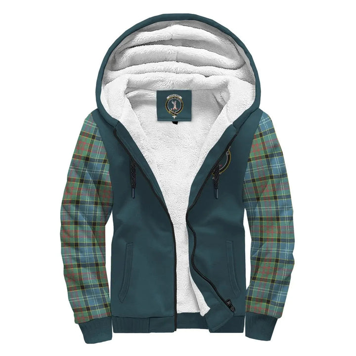 Scottish Cathcart Clan Crest Tartan Plaid Sleeve Sherpa Hoodie