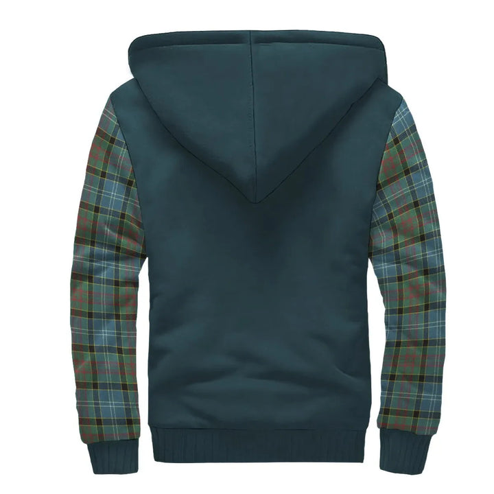 Scottish Cathcart Clan Crest Tartan Plaid Sleeve Sherpa Hoodie