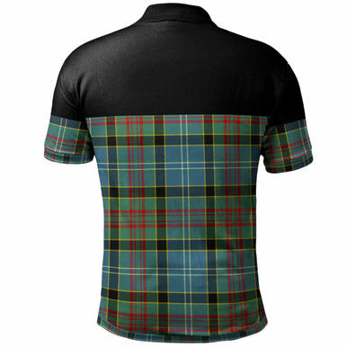 Scottish Cathcart Clan Crest Tartan Polo Shirt - Horizontal Style Back Side Tartan Plaid