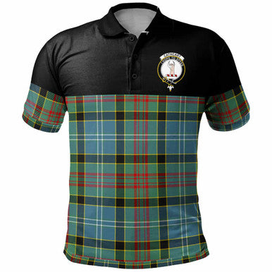 Scottish Cathcart Clan Crest Tartan Polo Shirt - Horizontal Style Front Side Tartan Plaid