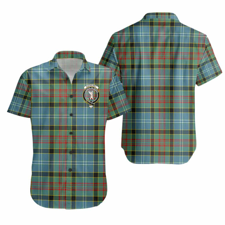 Scottish Cathcart Clan Crest Tartan Short Sleeve Shirt Tartan Plaid