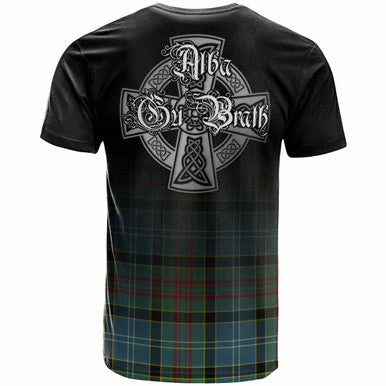 Scottish Cathcart Clan Crest Tartan T-Shirt - Alba Gu Brath Family Crest Celtic Inspired Back Side Tartan Plaid