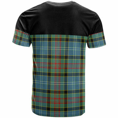 Scottish Cathcart Clan Crest Tartan T-Shirt - Horizontal Style Back Side Tartan Plaid