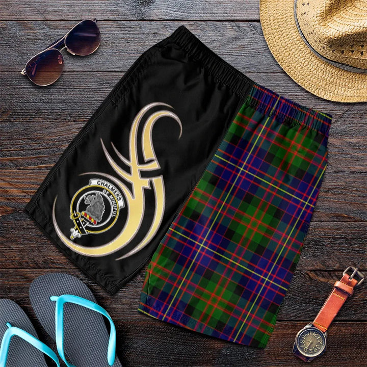 Scottish Chalmers Clan Crest Tartan Believe in Me Men's Shorts