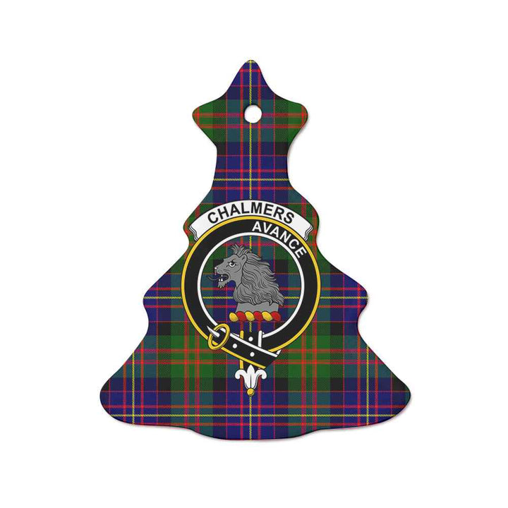 Scottish Chalmers Clan Crest Tartan Ceramic Ornament Tree Shape Tartan Plaid